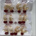 Zirkon Kristall Gold Creolen elegante rote Stein Anhänger Schmuck Set GroBhandel - Rubinroter Zirkonia Anhänger Stil (ZSJEH261) / Rot