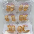 Vergulde zirkoon geometrische créoles oorbellen variant multipack mode sieraden - Halfcirkelvormige Geometrische Holle Stijl (ZSJEH573) / 6 paar set / Goud