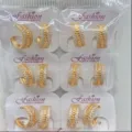 Vergulde zirkonia oorringen set mode groothandel sieraden voor vrouwen en meiden. - Halfcirkelvormige Hoepel Stijl (ZSJEH575) / 6 paar set / Goud