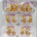 Gold plated cubic zirconia hoop earrings wholesale batch fashion jewelry set for women - C-Shaped Style (ZSJEH676)