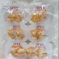 Wholesale gold plated cubic zirconia geometric hoop earrings set for women fashion jewelry. - Hollow Style (ZSJEH677)