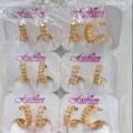 Cross-border fashion gold plated zircon hoop earrings set, elegant geometric design for wholesale. - Geometric Style (ZSJEH678)