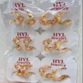 Gold plated cubic zirconia hoop earrings set wholesale fashion jewelry daily wear accessories - Geometric Style (ZSJEH679)