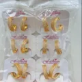 Gold plated cubic zirconia pave hoop earrings wholesale bulk batch fashion jewelry set. - Double Row Style (ZSJEH681)