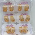 Vergoldete Zirkonia Creolen Ohrringe Set Mode Schmuck Großhandel Damen Accessoires - Zweireihiger Mikro-Inlay-Ohrringstil (ZSJEH582) / 6er-Set / Gold