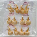 Gold plated cubic zirconia geometric earrings set wholesale fashion jewelry for women - Geometric Style (ZSJEH683)