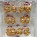 Vergoldete Zirkonia Zierliche Ohrringe Set Großhandel Variante klare Display Packung - Geometrischer Mikro-Inlay-Zirkonia-Stil (ZSJEH584) / 6er-Set / Gold