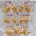 Gold plated triple row zircon hoop earrings, fashion geometry wholesale jewelry for women. - Semi-Hoop Style (ZSJEH684)