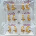 Gold plated cubic zirconia hoop earrings wholesale, stylish geometric design for women jewelry. - Simple Geometric Style (ZSJEH687)