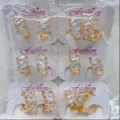 Vergoldete Zirkonia Creolen Set, elegante rechteckige Ohrringe für Damen Schmuck Mode. - Quadratischer Zirkonia Mikro-Inlay-Stil (ZSJEH588) / 6er-Set / Gold
