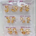 Cross-border wholesale copper gold-plated zircon small hoop earrings set fashion jewelry for women - Small Geometric Style (ZSJEH690)