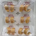 Wholesale gold-plated cubic zirconia geometric hoop earrings set, elegant daily jewelry style. - Compact Geometric Style (ZSJEH693)