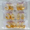 Wholesale European American fashion copper gold-plated cubic zirconia hoop earrings set. - Wide Band Style (ZSJEH695)