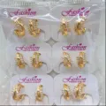 Großhandel vergoldete Zirkon Kreolen Ohrringe Set, stilvolle vielseitige Damen Schmuck. - Halbkreisförmiger Creolen-Stil (ZSJEH602) / 6er-Set / Gold