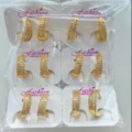 Gold-plated geometric cubic zirconia hoop earrings set, fashionable jewelry bulk pack. - Geometric Style (ZSJEH703)