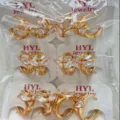 Gold-plated copper cubic zirconia cluster earrings minimalist geometric ear jewelry stock - Geometric Leaf Shape Style (ZSJEH707)