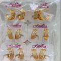 Gold plated cubic zirconia paved hoop earrings set, stylish geometric fashion jewelry. - Hoop Geometric Style (ZSJEH708)