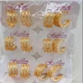 Gold plated triple row cubic zirconia hoop earrings bulk set fashion wholesale jewelry - Half Hoop Style (ZSJEH721)