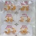 Cross-border fashion gold-plated geometric zirconia hoop earrings, wholesale pack of six. - Geometric Open Style (ZSJEH723)