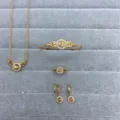 Kinderen vergulde zirkoon sieraden set inclusief ketting armband ring en oorbellen stijlvol - Vlinder Vierdelige Stijl (PTZ071)