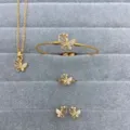 Kinderen verguld zirkoon vlinder sieraden set ketting armband ring oorbellen 4 stuks - Vlinder Vierdelige Stijl (PTZ073金色) / Goud