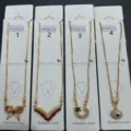 Fashion stainless steel pendant necklace set with four different styles for women daily wear - Butterfly Red V Moon Sun Set (1)