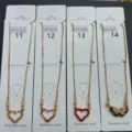Gold plated stainless steel heart and butterfly pendant clavicle necklace for women. - Rhinestone Heart Butterfly Pendant (11)