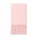 Rosa Winterschal aus Strick mit perlenbesetzten Schleifen und Fransen, warmer Damenschal. - Glamour-Rosa