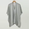 Grey knitted summer shawl cardigan, versatile thin sunscreen poncho for women daily wear. - Tops / Gray