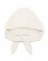 Beige knit hooded scarf for women, cozy winter balaclava with ties, warm knitted hood for cold weather. - One Size / Off White