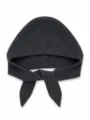 Dark Grey Knitted Hooded Scarf Winter Warm Balaclava Hat with Adjustable Ties for Women - One Size / Dark Gray