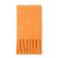 Sciarpa invernale arancione in maglia con eleganti dettagli di perle a fiocco e frange. - Arancione Autunnale
