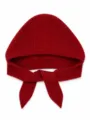 Red knitted hooded scarf winter warm windproof hat neck warmer chic cozy beanie style. - One Size / Red