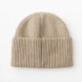 Berretto in maglia a coste beige, morbido e caldo cappello invernale per donna abbigliamento casual - cammello chiaro