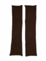 Brown knitted leg warmers, ribbed long winter boot socks for women, stylish ballet aesthetic. - One Size / Brown