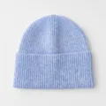 Berretto in maglia a coste azzurro chiaro, morbido caldo cappello invernale da donna. - Blu Grigio Chiaro