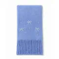 Sciarpa invernale in maglia blu chiaro con eleganti fiocchi di perle e belle frange. - Blu Notte Stellata
