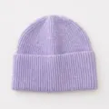 Comodo berretto in maglia lavanda da donna, morbido cappello caldo invernale stile tinta unita - Violetto