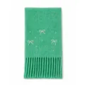 Sciarpa invernale in maglia verde con fiocchi di perle e frange, scaldacollo caldo ed elegante - Verde smeraldo
