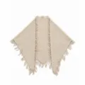 Beige driehoekige sjaal van wolblend met franjes, perfect voor de herfst en koude winter. - Tarwestro