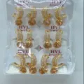Vergoldete Zirkonia-Creolen mit bernsteinfarbenen Anhängern, eleganter Schmuck-Großhandelssatz. - Bernsteinfarbener Edelstein Anhänger Stil (ZSJEH261) / Champagner