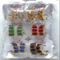Vergoldete bunte Zirkon Creolen Set, modische Schmuckstücke für Damen und Mädchen im Alltag. - Geometrische Zirkonia Ohrstecker (ZSJEH338) / Mehrfarbig