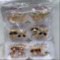 Modische vergoldete Schmetterling Ohrringe mit bunten Zirkonia, schicke Creolen Damen Schmuck - Schmetterlingsdesign (ZSJEH339) / Weiß Schwarz Rot