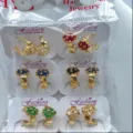 Vergoldete bunte Zirkonia Blumen Creolen Ohrringe Set fuer Damen Mode Schmuck neu. - Kleine Blumenform (ZSJEH342) / Sechsfarbig