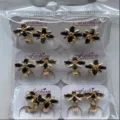 Vergoldete schwarze Zirkonia Blumen Creolen trendigen Modeschmuck fuer Damen Alltag - Sechsblättriges Blumendesign (ZSJEH345) / Schwarz
