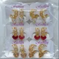 Bunte Zirkonia Herz Creolen Set, elegante vergoldete Modeschmuck Ohrringe Großhandel. - Herz-Creolen-Stil (ZSJEH277) / dreifarbig