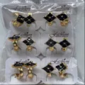Vergoldete schwarze Zirkonia quadratische Creolen Set Modeschmuck für Damen Schmuck - Vielseitige Modische Creolen (ZSJEH352) / Schwarz