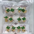 Modische vergoldete grüne Zirkonia Creolen Ohrringe Schmuck Set Damen Großhandel - Vielseitige Modische Creolen (ZSJEH352) / Grün