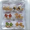 Exquisite bunte Zirkon Creolen Ohrringe Set, trendiges Nischen Design Schmuck Grosshandel. - Vierblättriges Kleeblatt Stil (ZSJEH280) / bunt