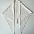 White cashmere blend knitted triangular scarf cozy winter warm solid color shawl for women - White